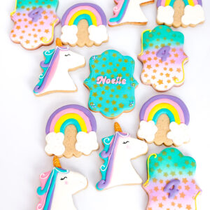 Pastel Unicorns and Rainbows Birthday Cookies