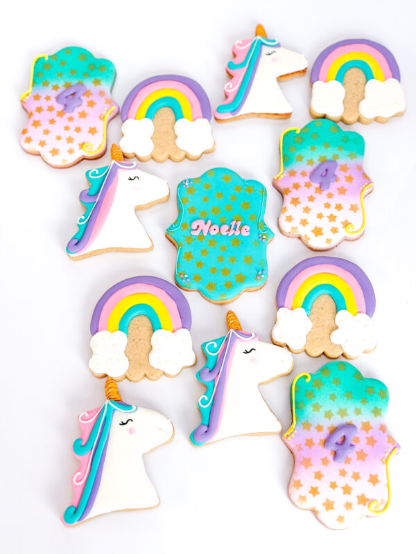 Unicorns, pastel rainbows Fourth birthday