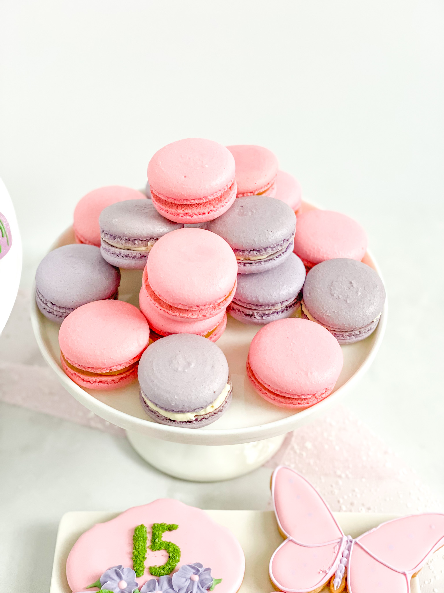 pink and lavender macarons