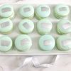 light blue macarons with silver accent