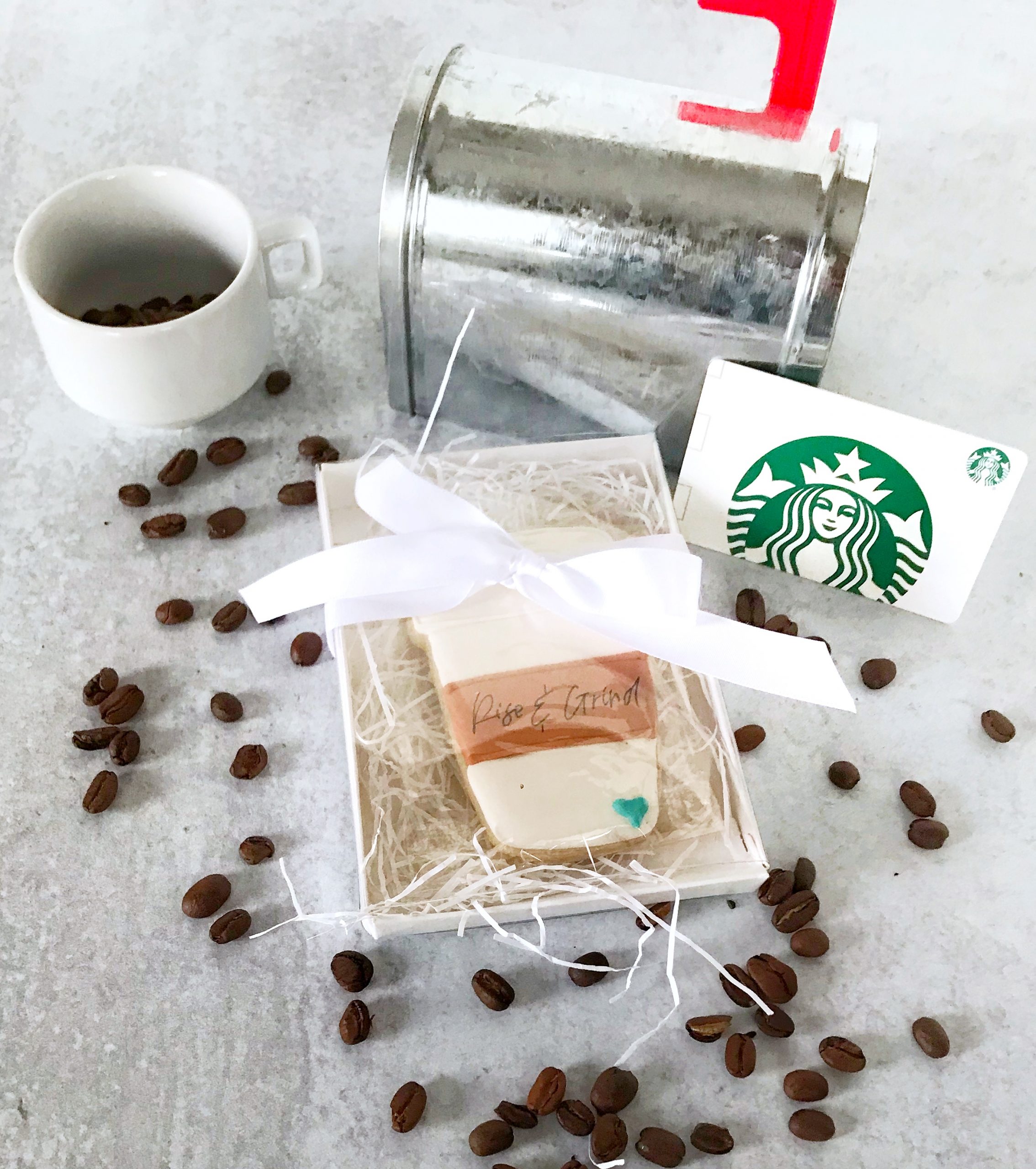 Coffee Cup Cookie and Starbucks Gift Card Set