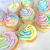 Multi-colored swirl cupcakes