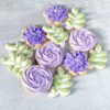 shades of purple flowers and greenery