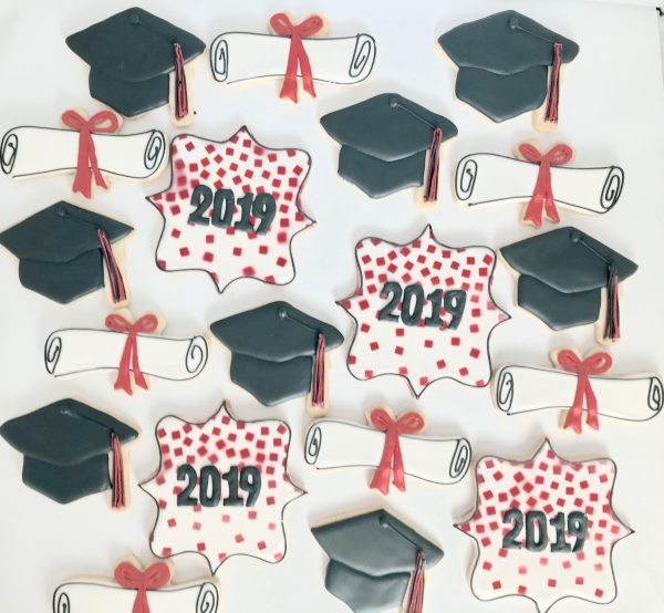 Red, White, and Black Graduation cookies