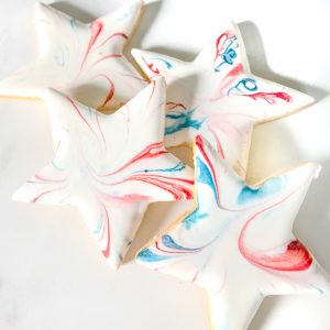 Red, White, and Blue Marble Swirl Star Cookies