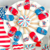 red, white and blue cakesicles 4th of July cakesicles in red, white and blue with coordinating sprinkles