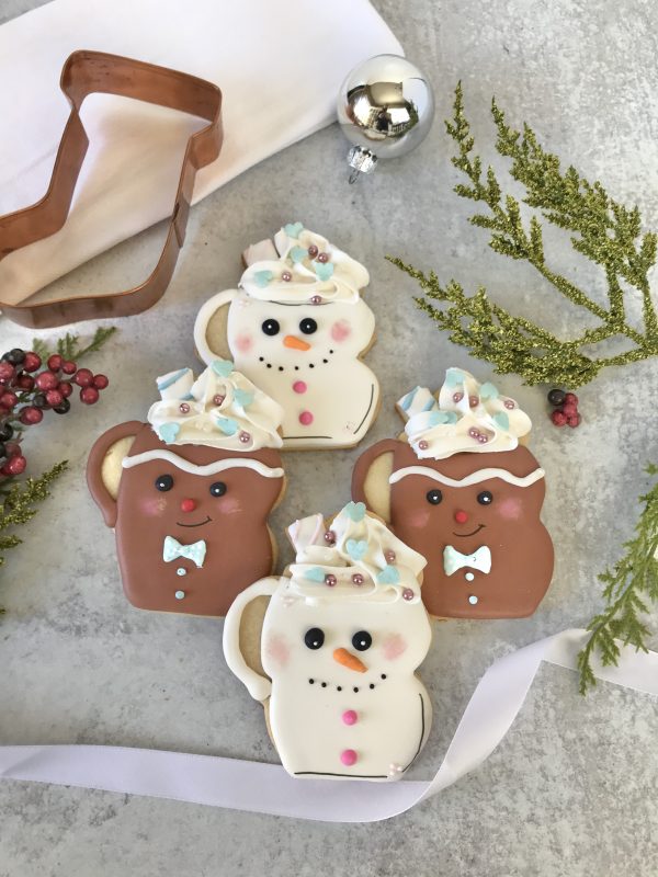 snowman or gingerbread mug cookies