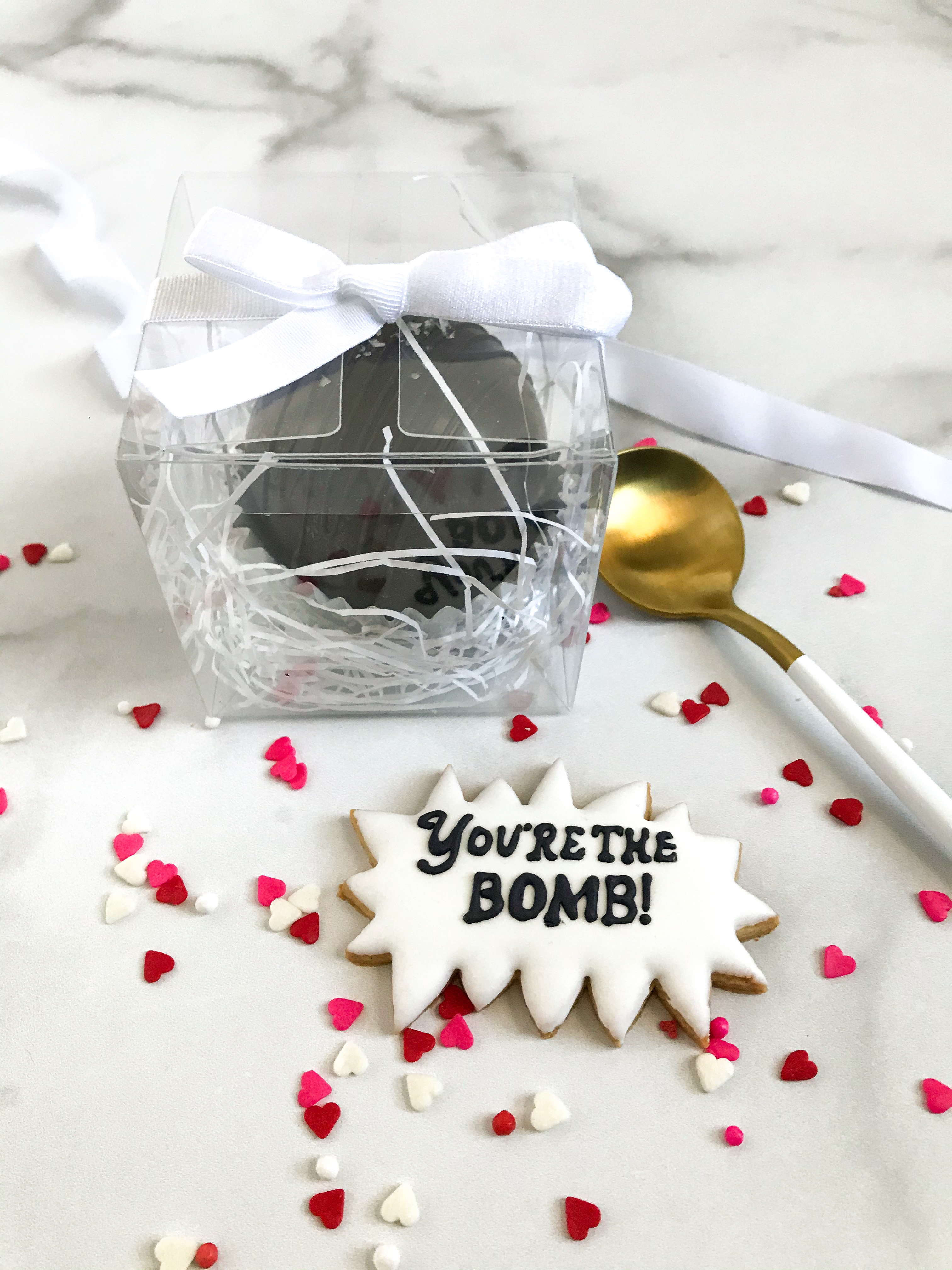 Salted Caramel Hot Cocoa Bomb and cookie