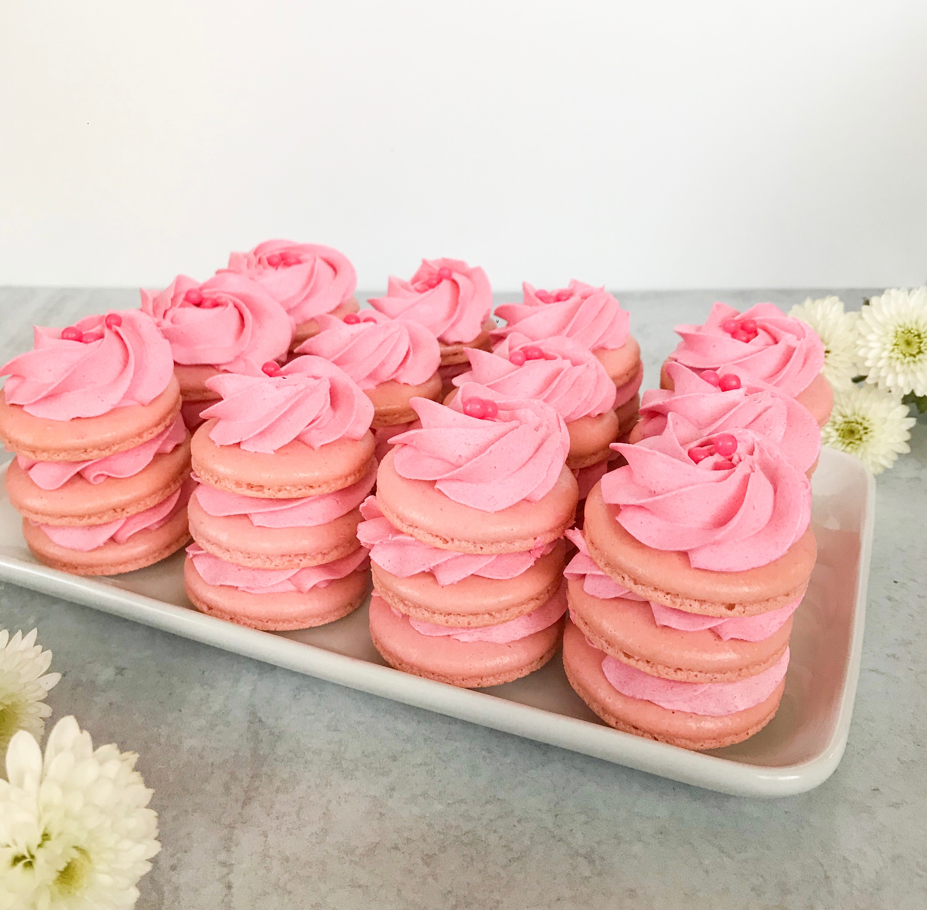 shades of pink macaron stacks