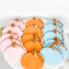 gender reveal pumpkins pink, orange, & blue pumpkins