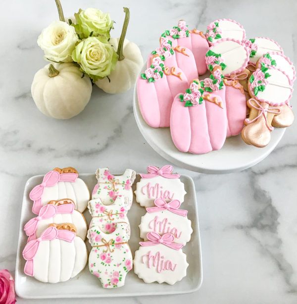 Floral Pumpkin Baby Shower Cookies