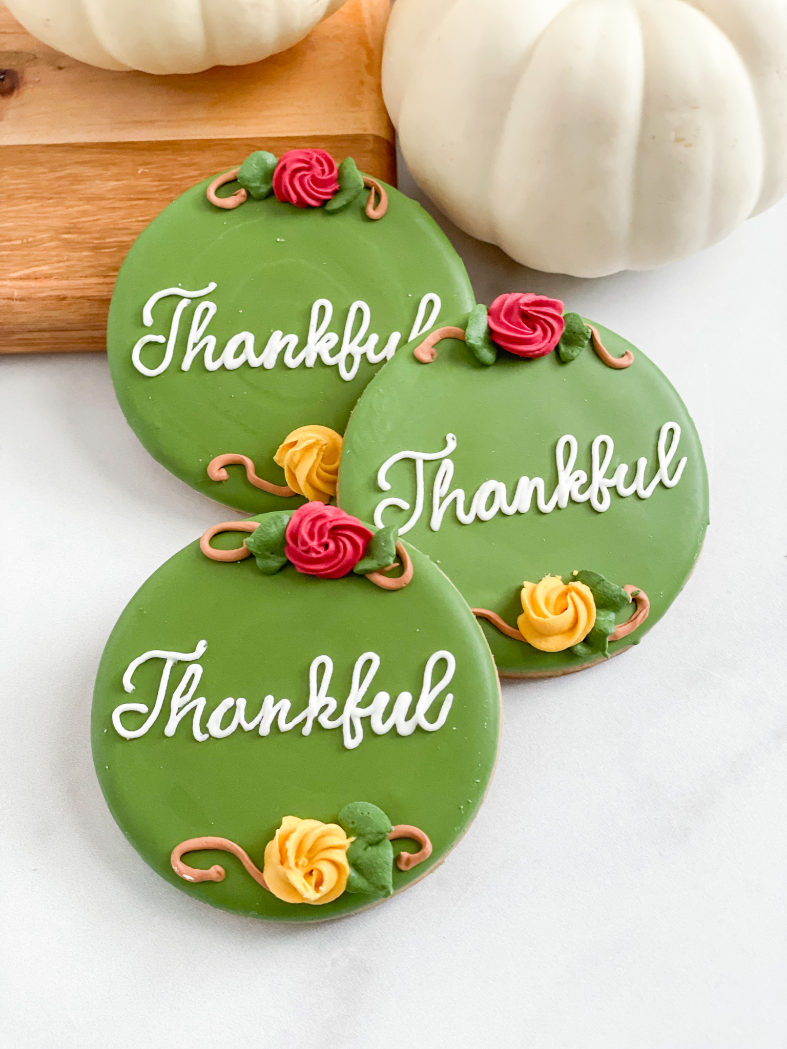 Thankful floral cookies