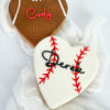 football or baseball heart cookie