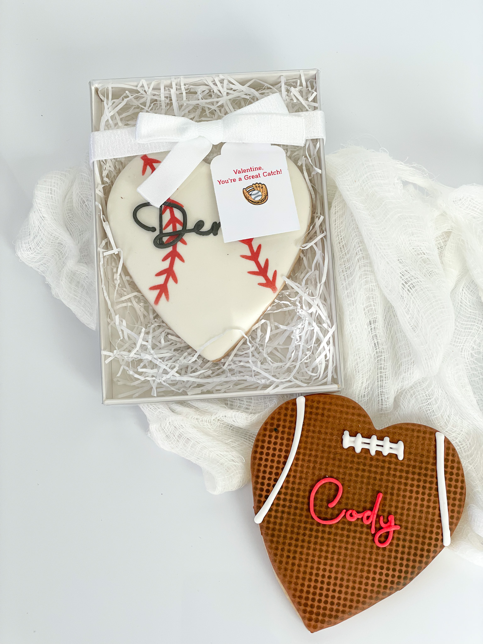 boxed baseball cookie