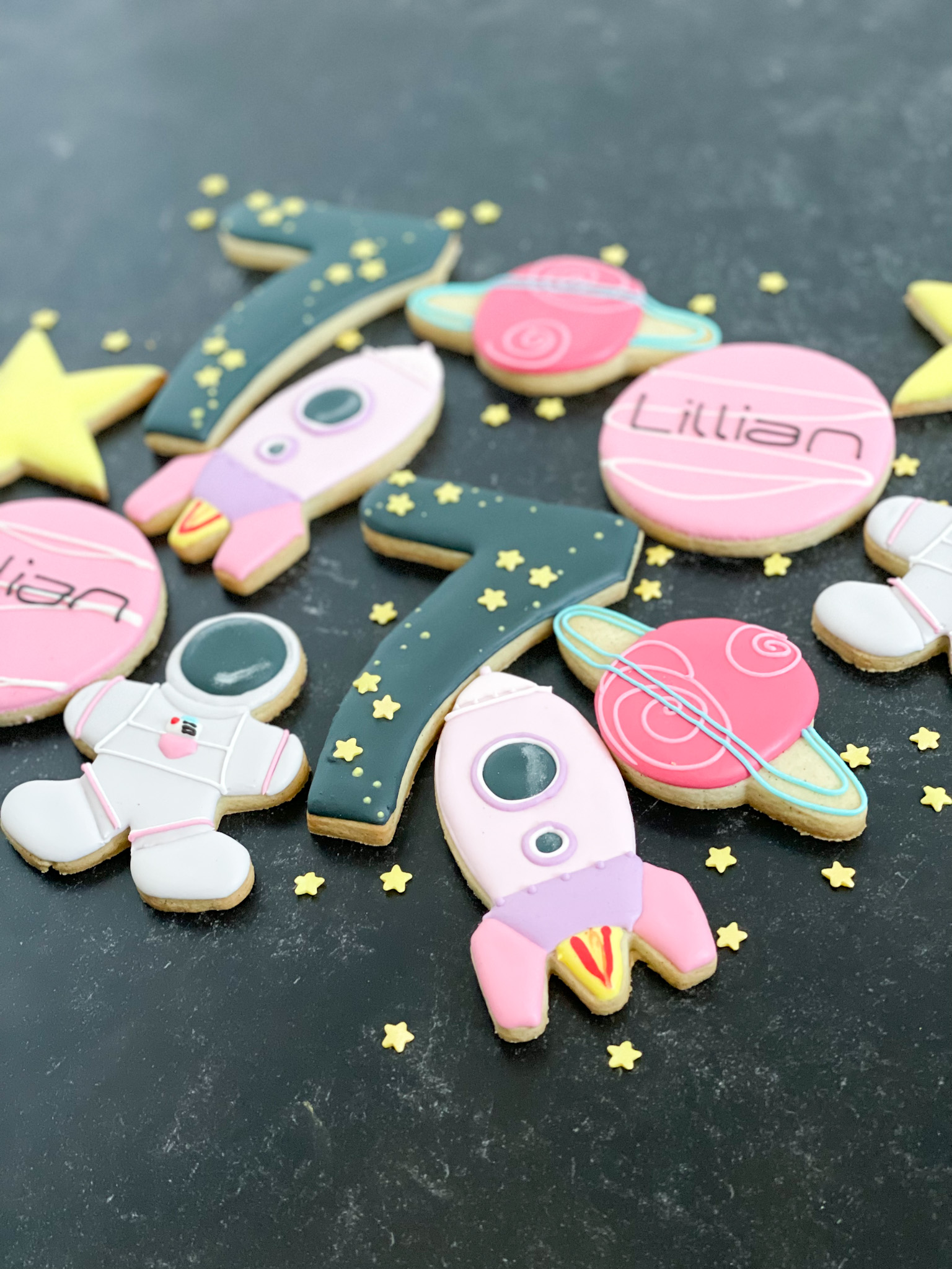 girls space party cookies