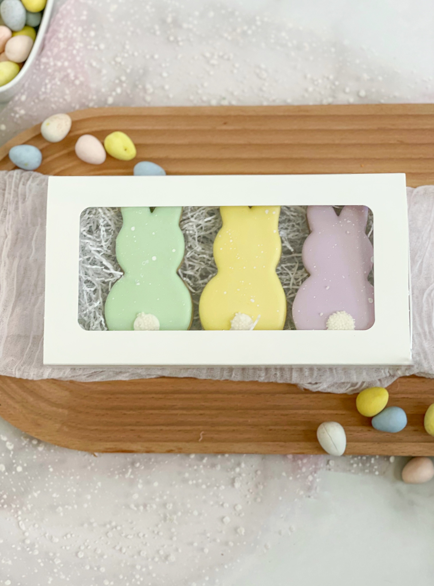 boxed Set of 3 bunny cookies