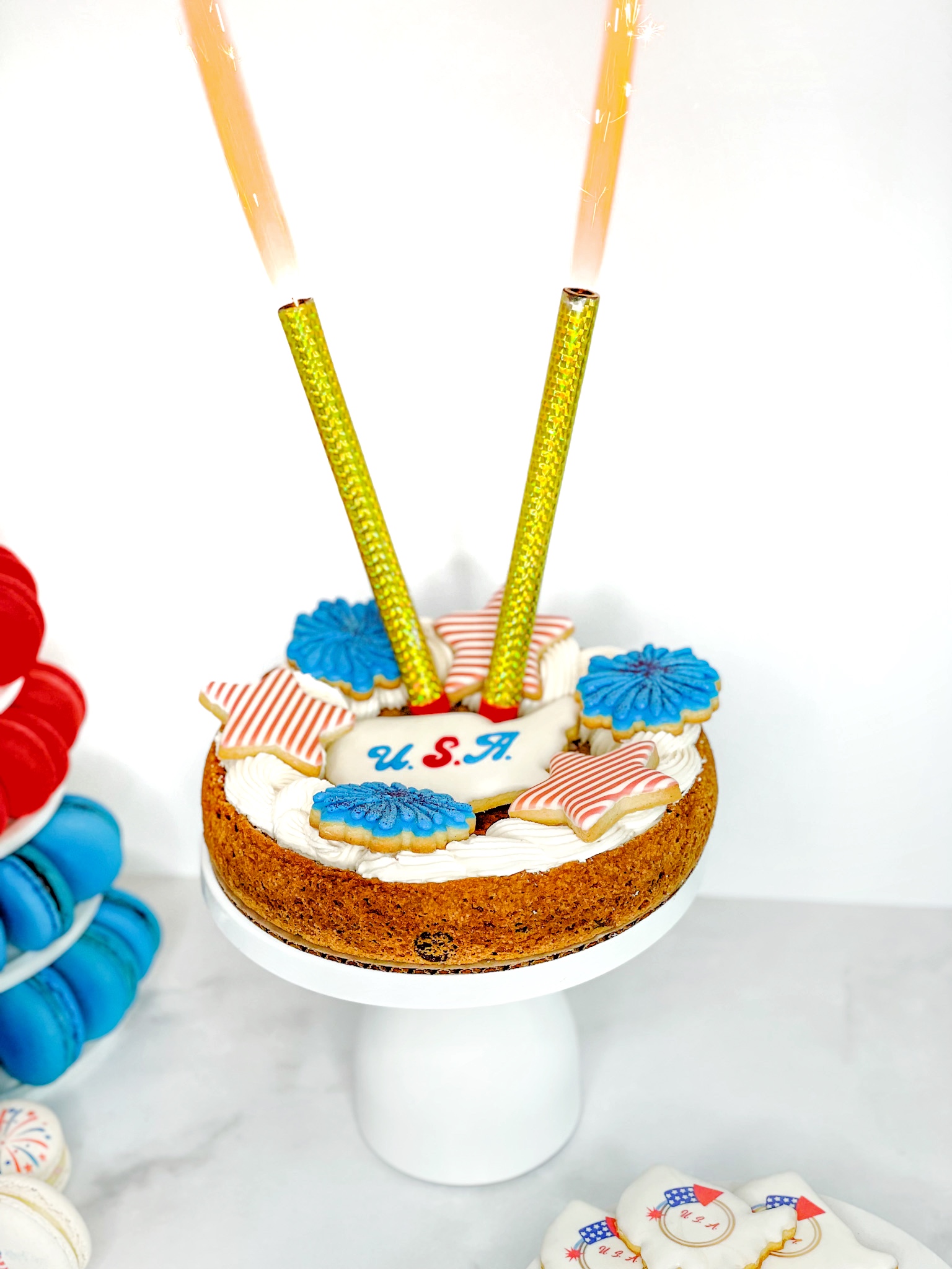 fireworks on cookie cake