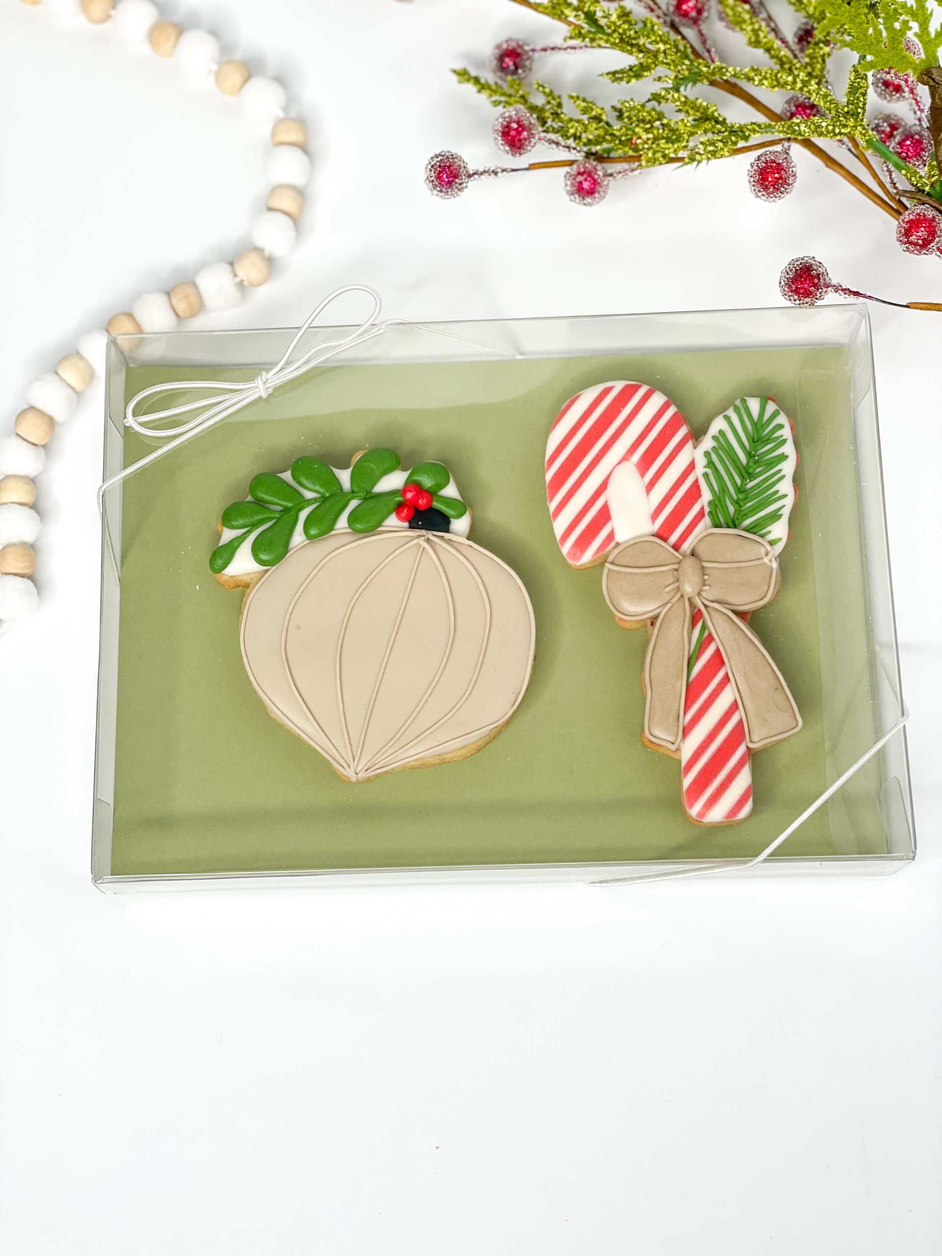 Boxed ornament and candy cane set