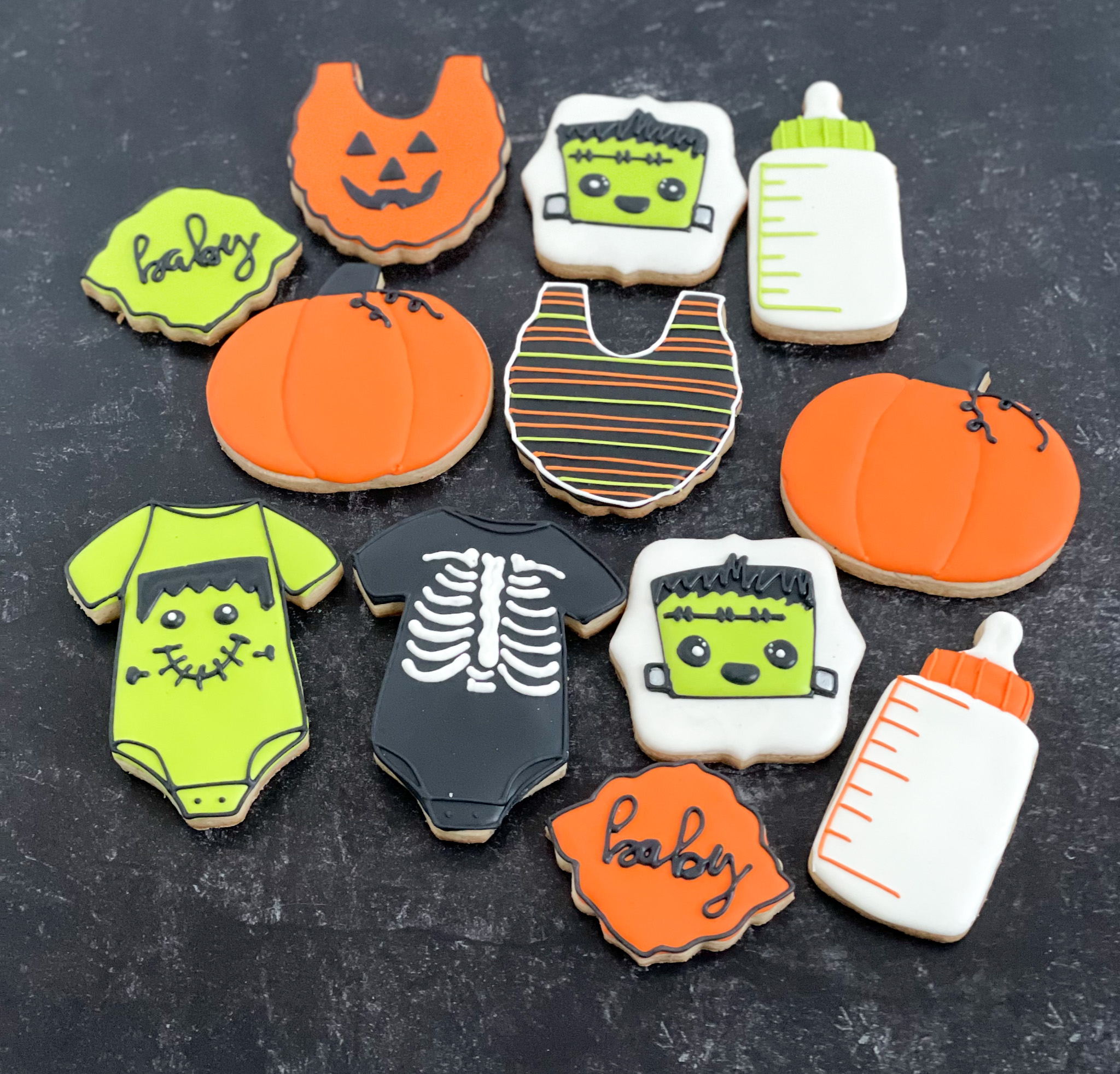 frankenstein baby shower cookies