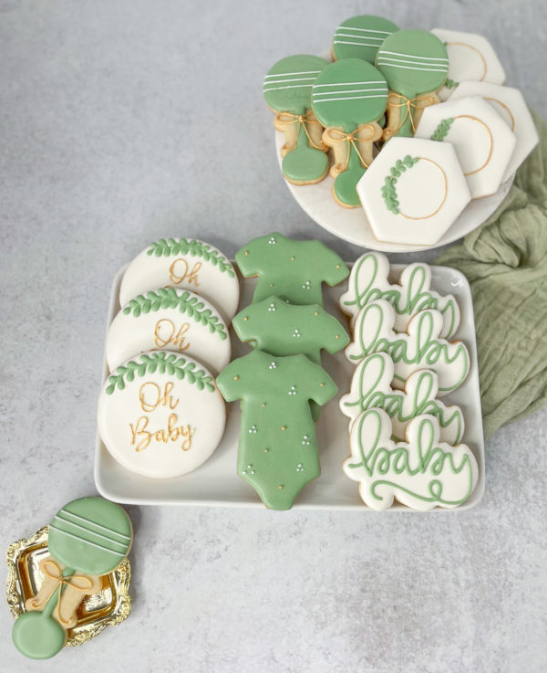 Green baby shower cookies Green baby shower cookies