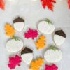Cream pumpkins, maple leaves, oak leaves and acorn cookies Cream pumpkins, maple leaves, oak leaves and acorn cookies