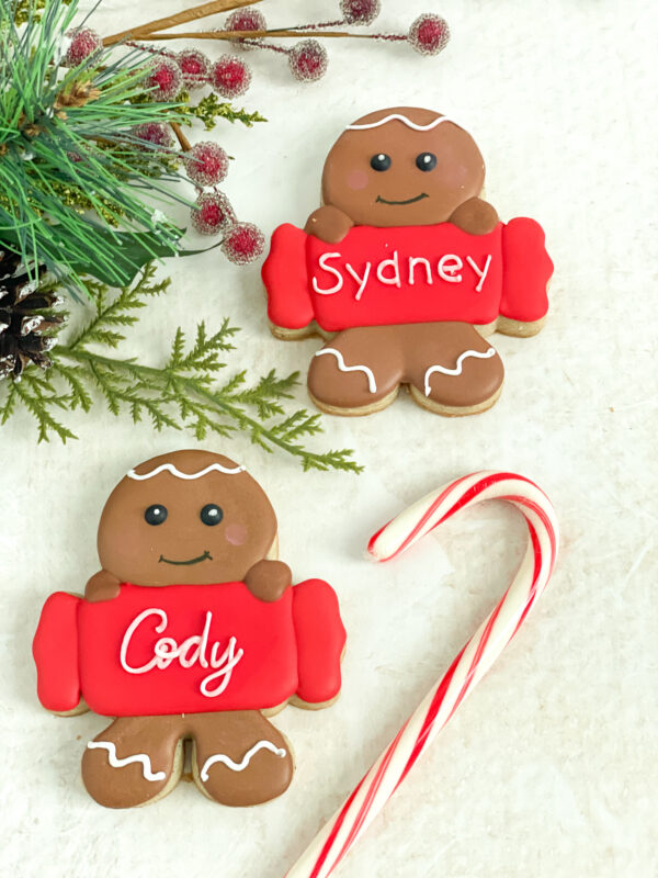 Gingerbread man with personalized candy
