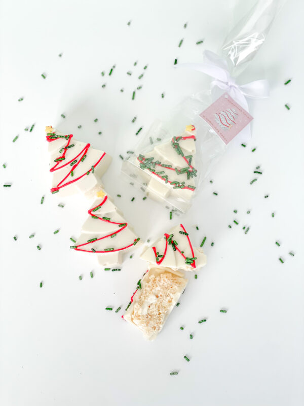 Chocolate covered rice krispy treat Christmas tree