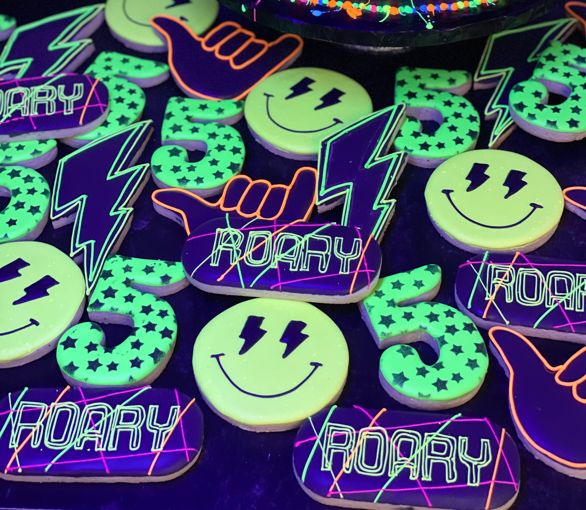 neon birthday cookies