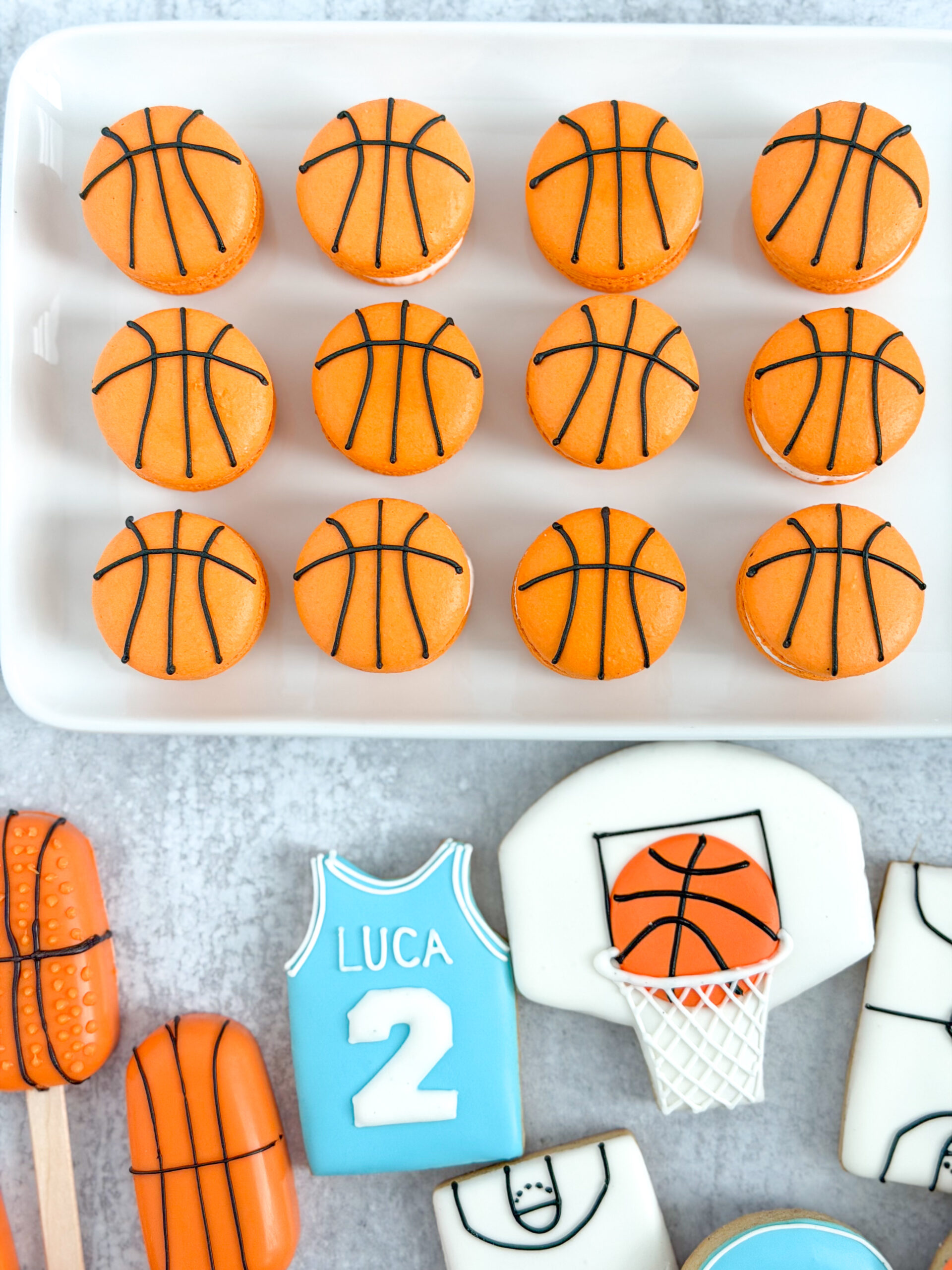 orange basketballs with royal icing accents