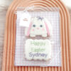 boxed girl bunny with personalized Happy Easter plaque