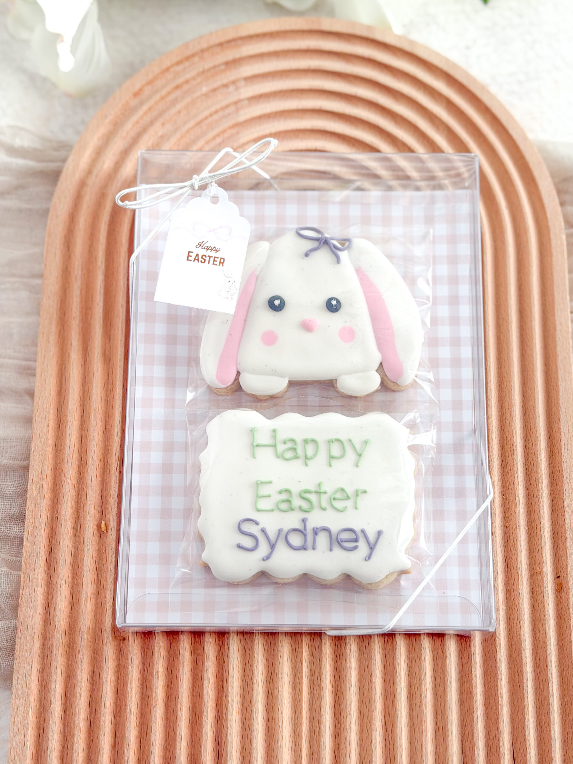 boxed girl bunny with personalized Happy Easter plaque