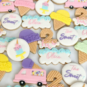 Two Sweet Birthday Cookies | Custom Ice Cream Theme Sugar Cookies