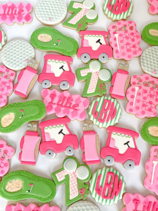 Par-tee golf monogram birthday cookies Par-tee golf monogram birthday cookies