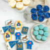 preppy cookies with macarons and cupcakes