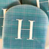 Initial on a plaid background