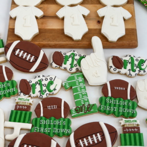 Personalized First Down Football Birthday Cookies