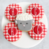 red gingham with lamb red gingham with lamb